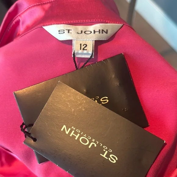 St. John Hot Pink Silk Long Sleeve Button Down Shirt - Picture 6 of 6